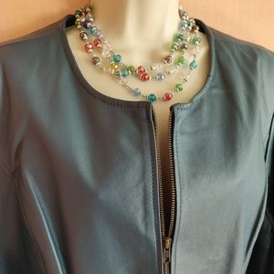SOLD - Teal Maggie Barnes Leather Jacket Size 1X